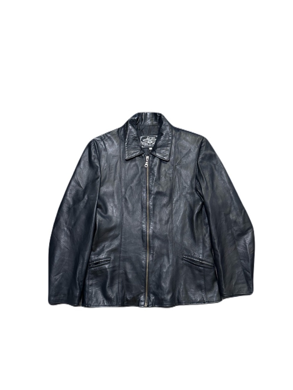 VTG Vera Pelle Black Leather Jacket Coat Women’s Sz 40 Italy Soft Light